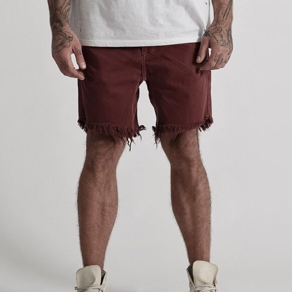 One Teaspoon BORDEAUX MR PINKS RELAXED STRAIGHT LEG SHORT Size 28 - Picture 2 of 15